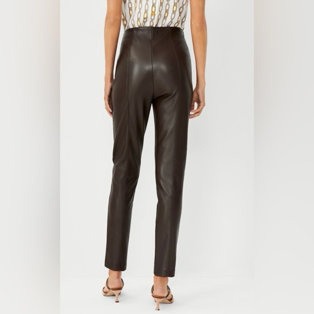 Ann Taylor Women's Brown Faux Leather Pants XSMALL NWT - Picture 3 of 11
